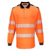 PW3 Warnschutz Cotton Comfort Polo-Shirt, langarm, T184, Orange/Schwarz, Größe 4XL